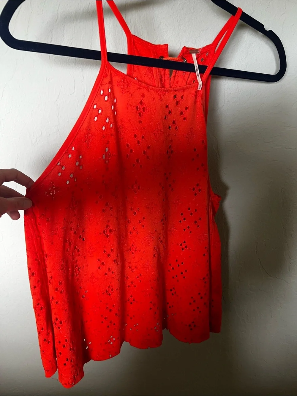 Free People Bright Orange Eyelet Halter Swim Cover-Up